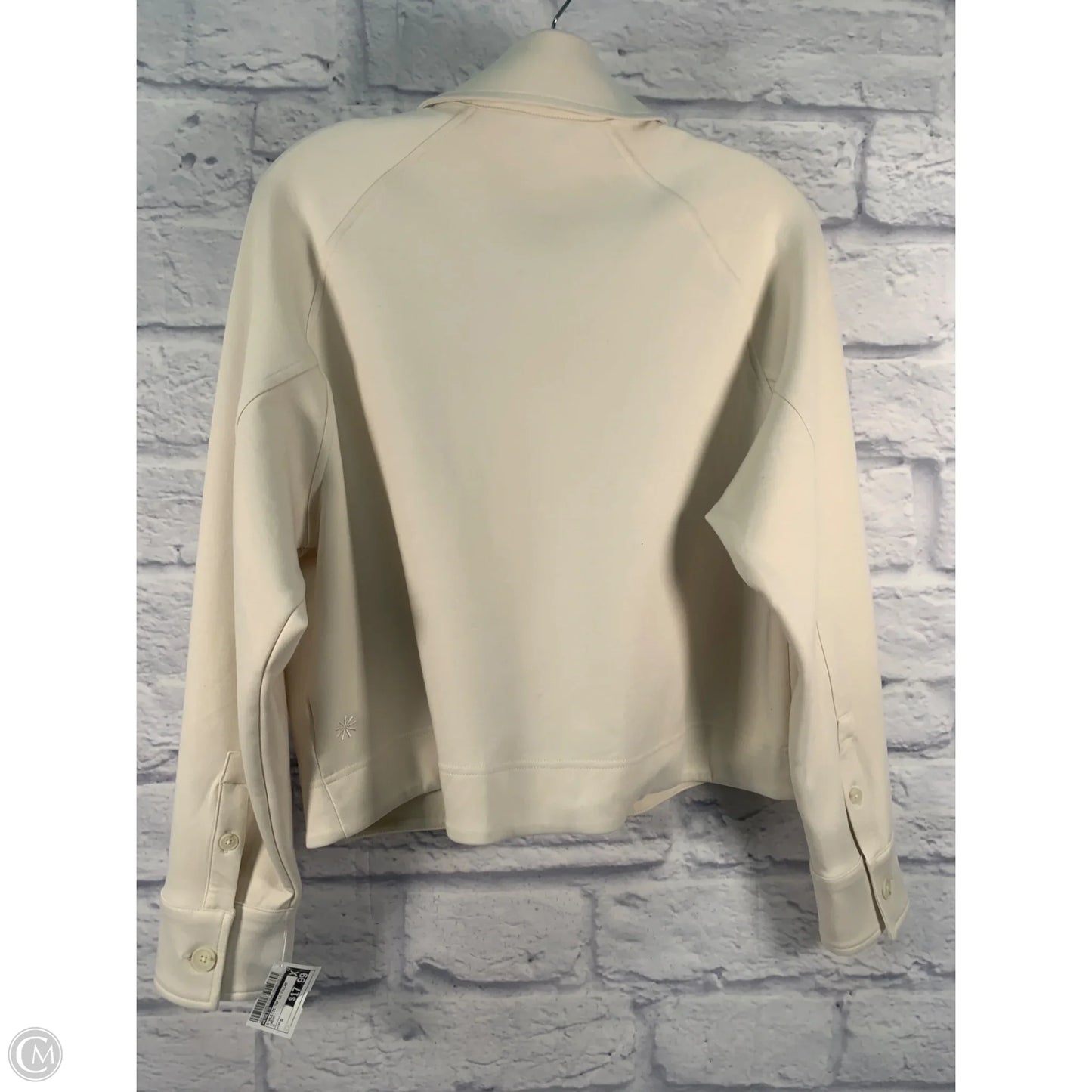 Athletic Top Long Sleeve Collar By Athleta In Cream, Size: S