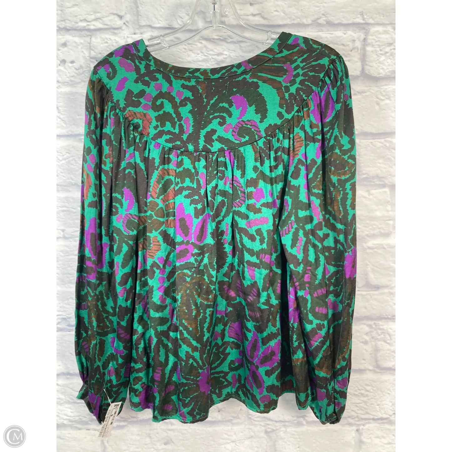Blouse Long Sleeve By Velvet By Graham & Spencer In Black & Green, Size: M