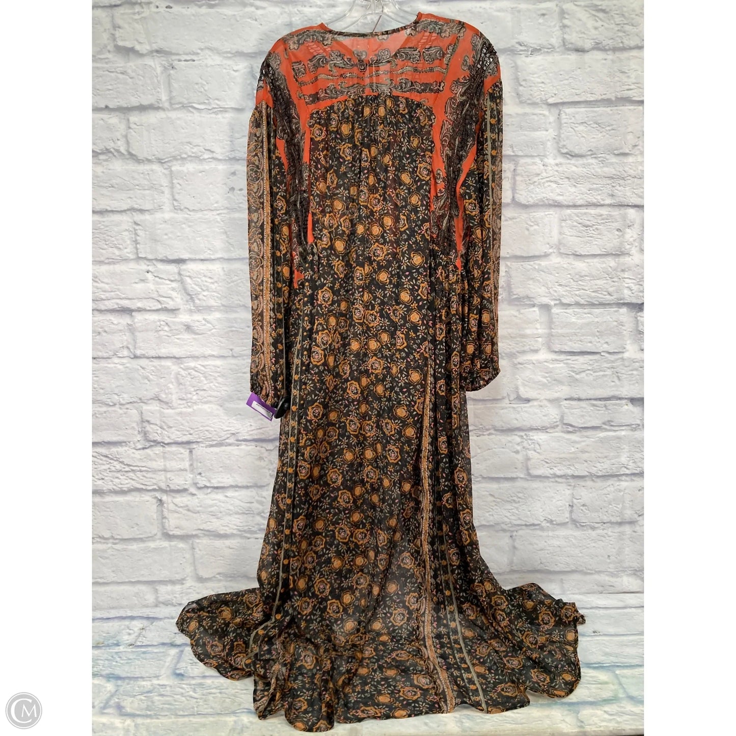 Dress Casual Maxi By Free People In Black & Orange, Size: L