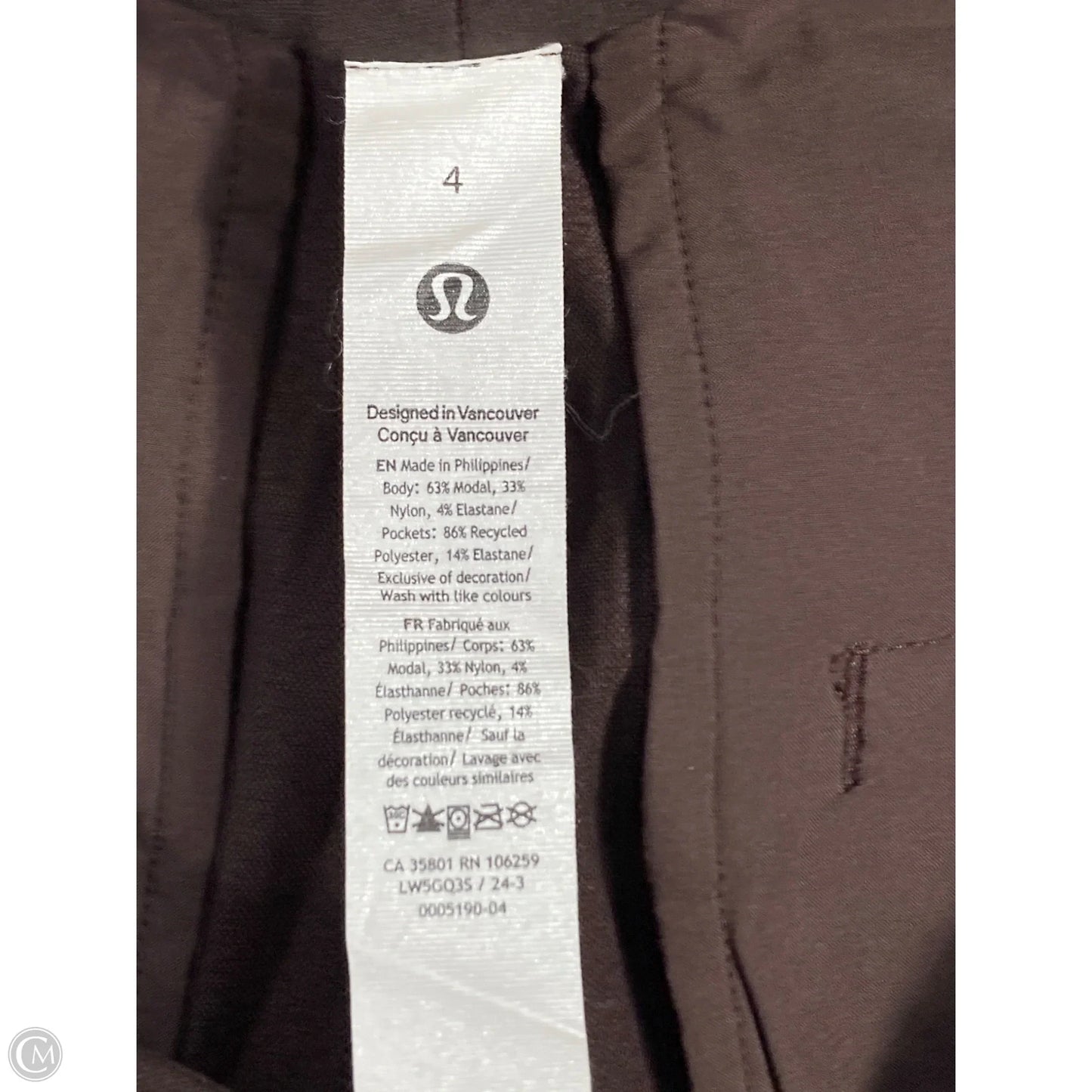 Athletic Pants By Lululemon In Brown, Size: 4