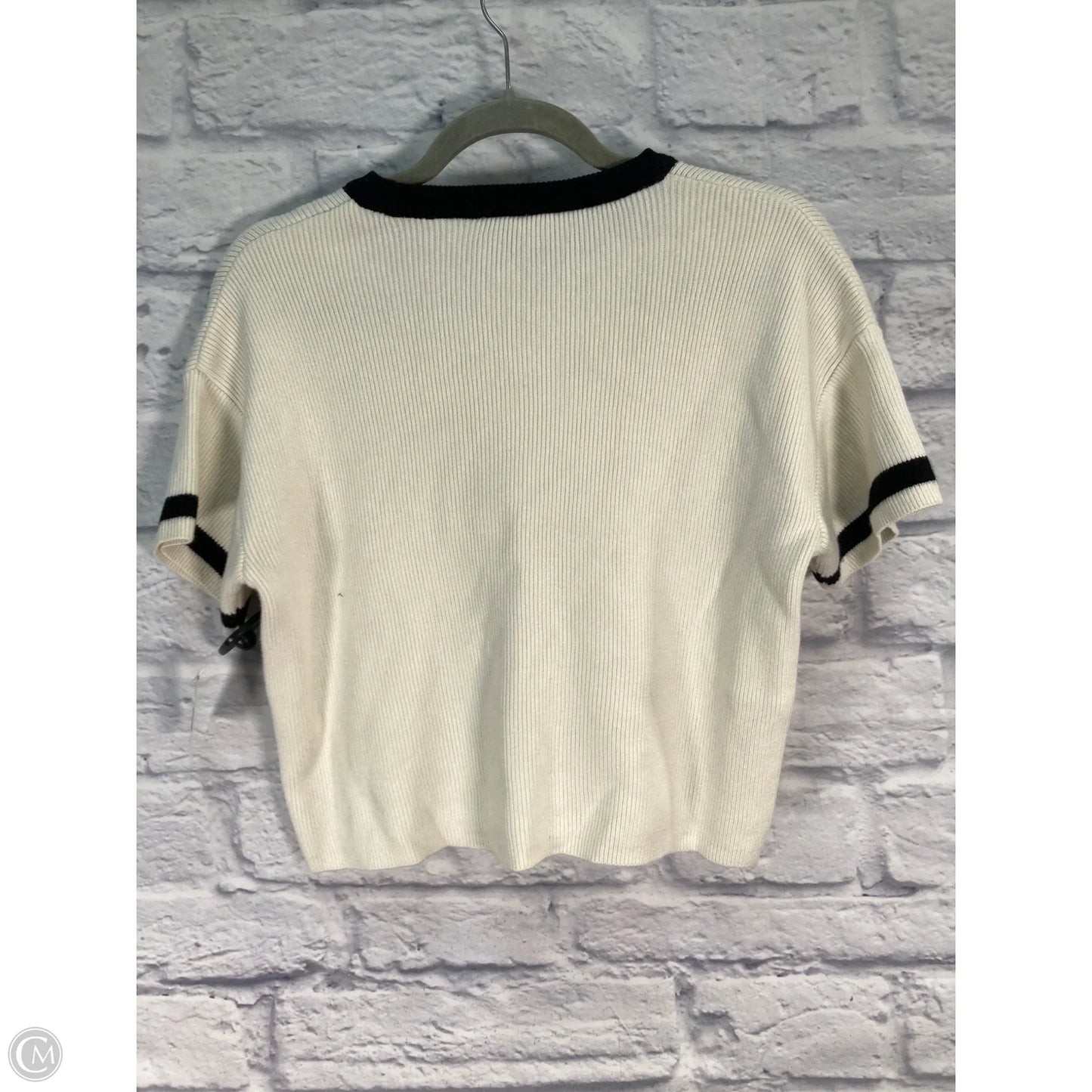 Sweater Short Sleeve By Maeve In Black & White, Size: Xxs