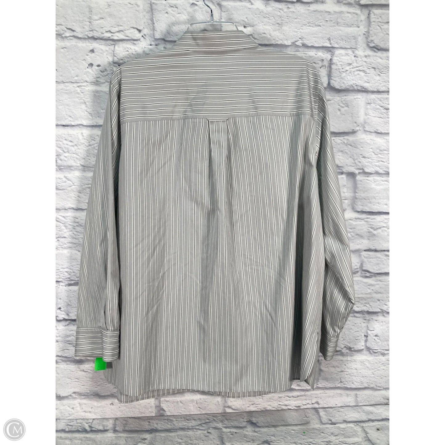 Top Long Sleeve Designer By Lafayette 148 In Grey & White, Size: 2x