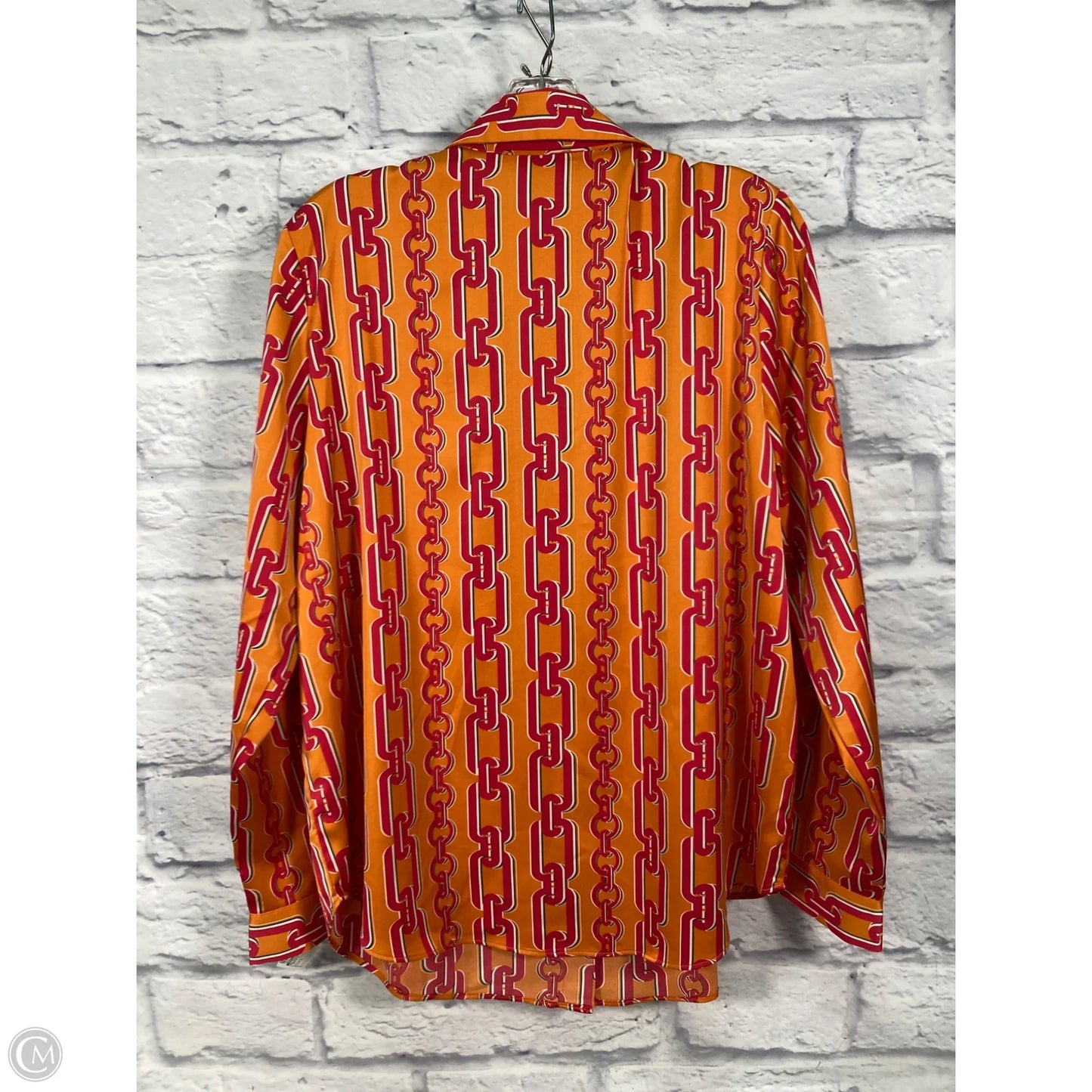 Blouse Long Sleeve By Maison Damelie In Orange & Pink, Size: L