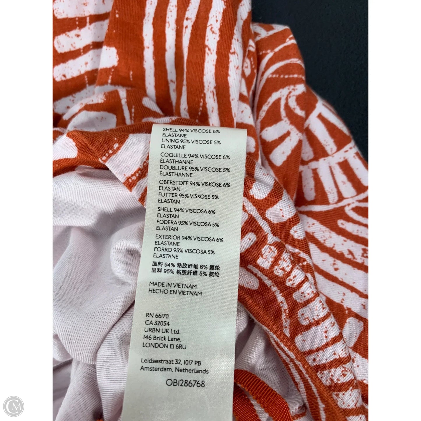 Top Short Sleeve By Anthropologie In Cream & Orange, Size: L