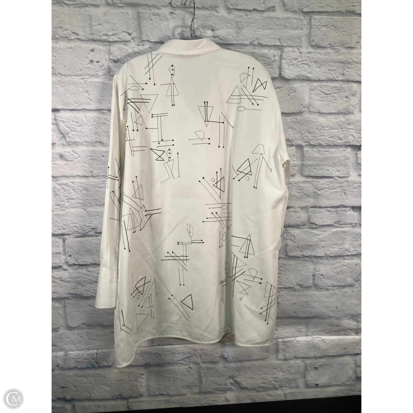 Top Long Sleeve By Lafayette 148 In Black & White, Size: Xl
