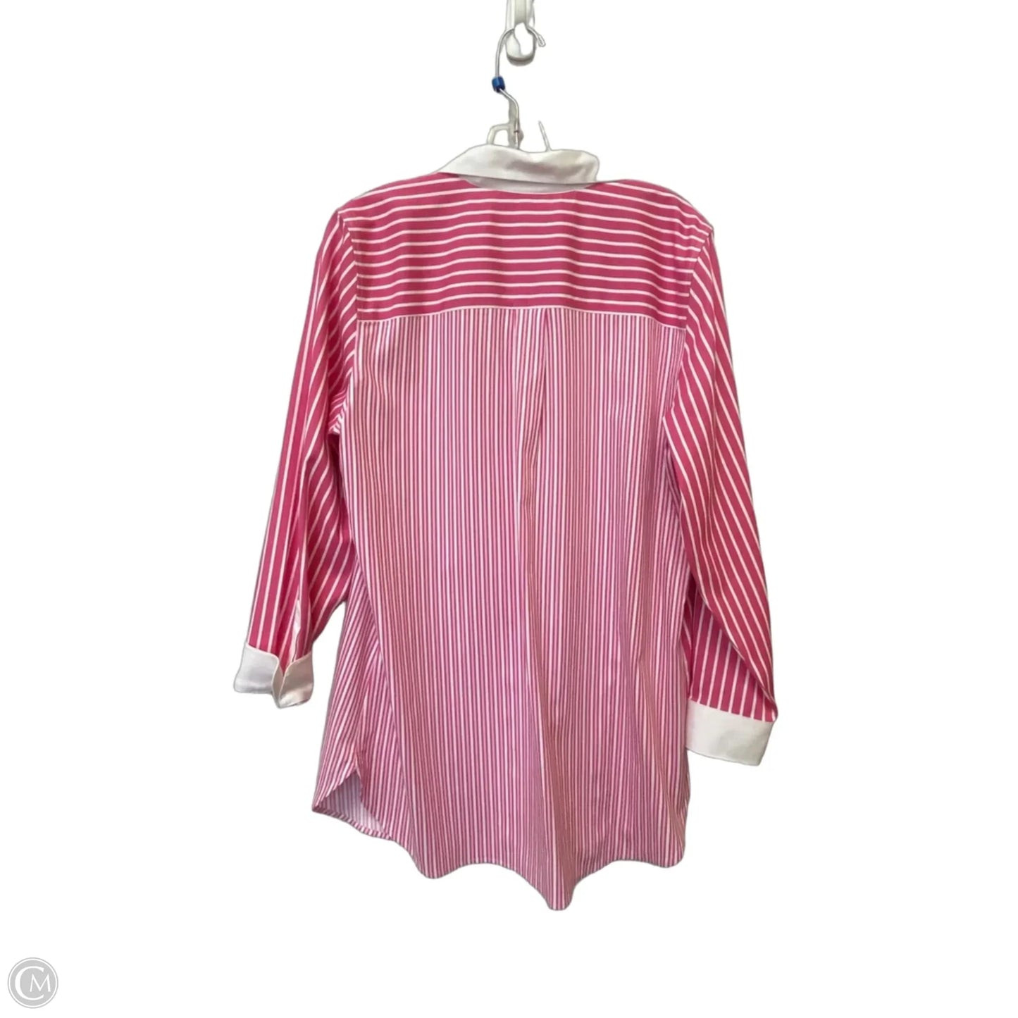 Top Long Sleeve By Chicos In Pink & White, Size: 2