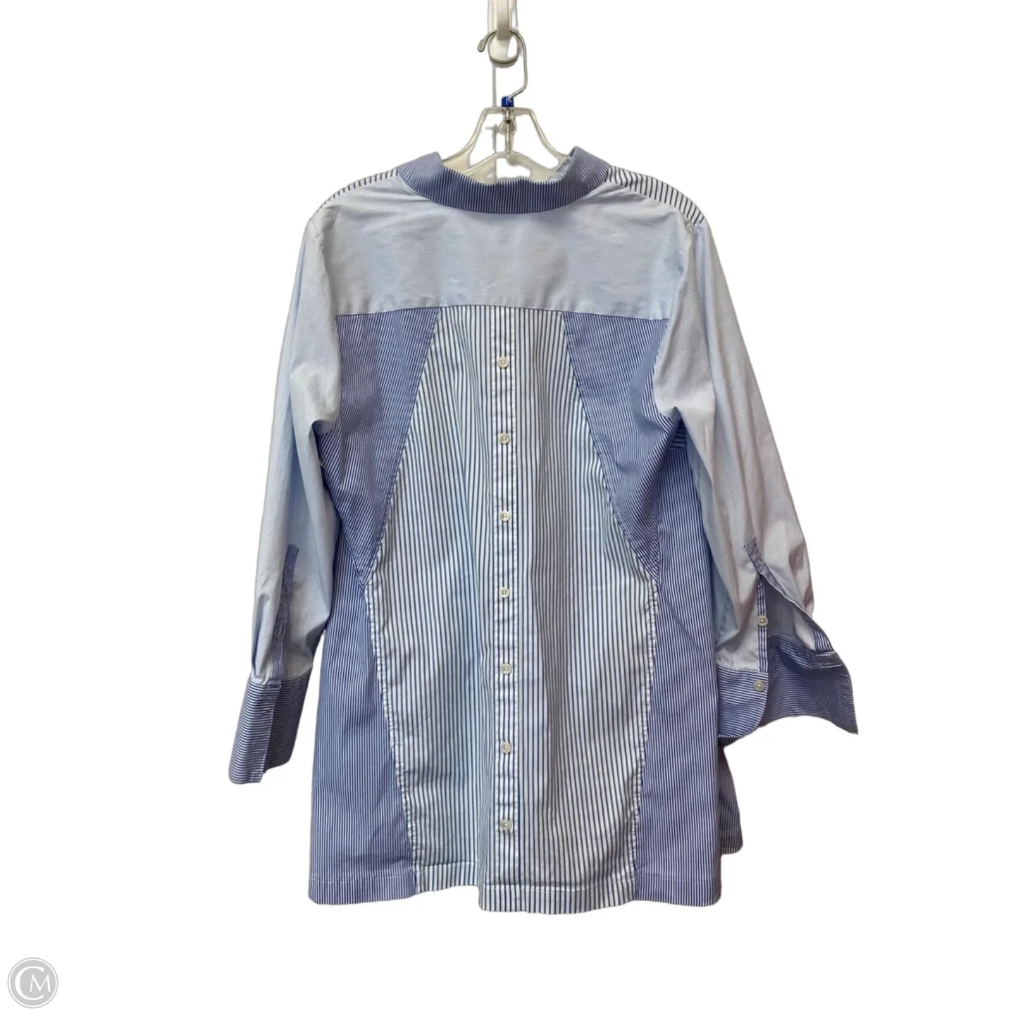 Top Long Sleeve By Chicos In Blue & White, Size: 2