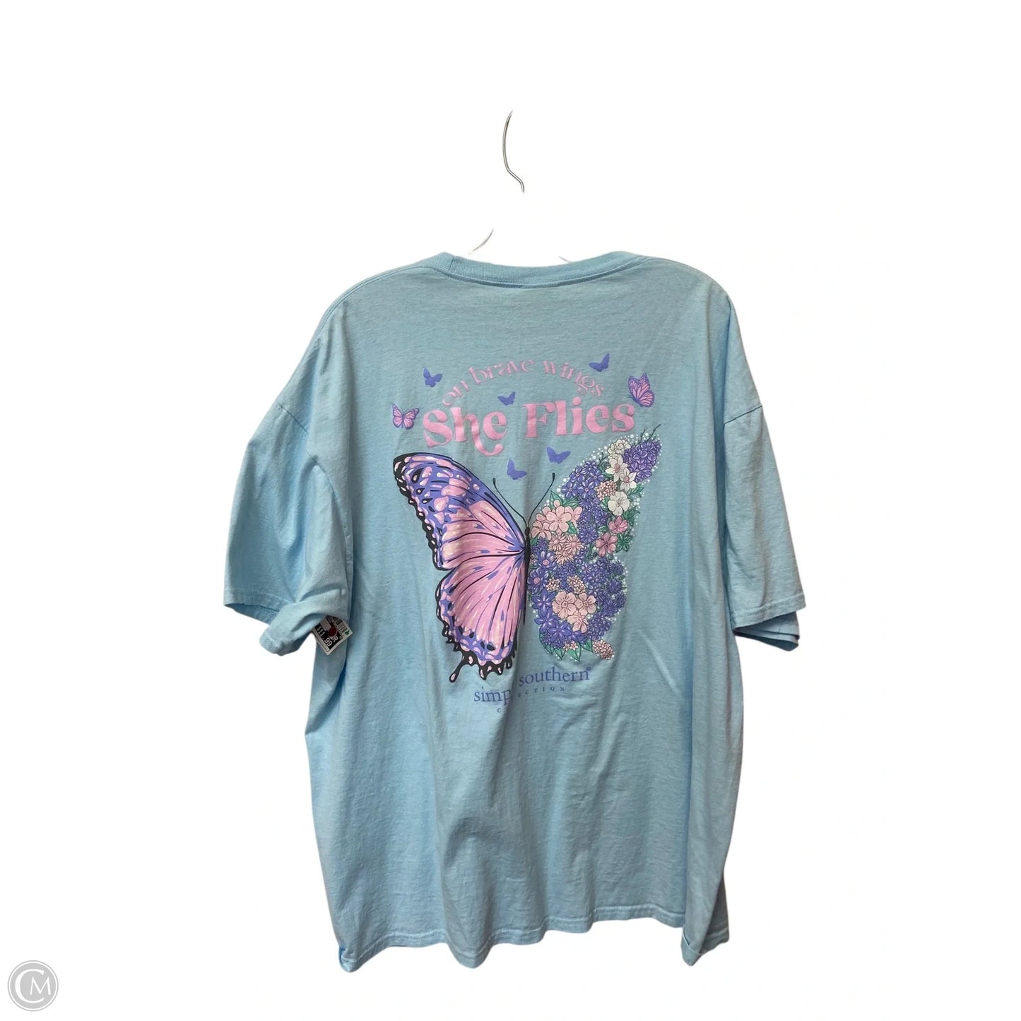 Top Short Sleeve By Simply Southern In Blue, Size: Xxl