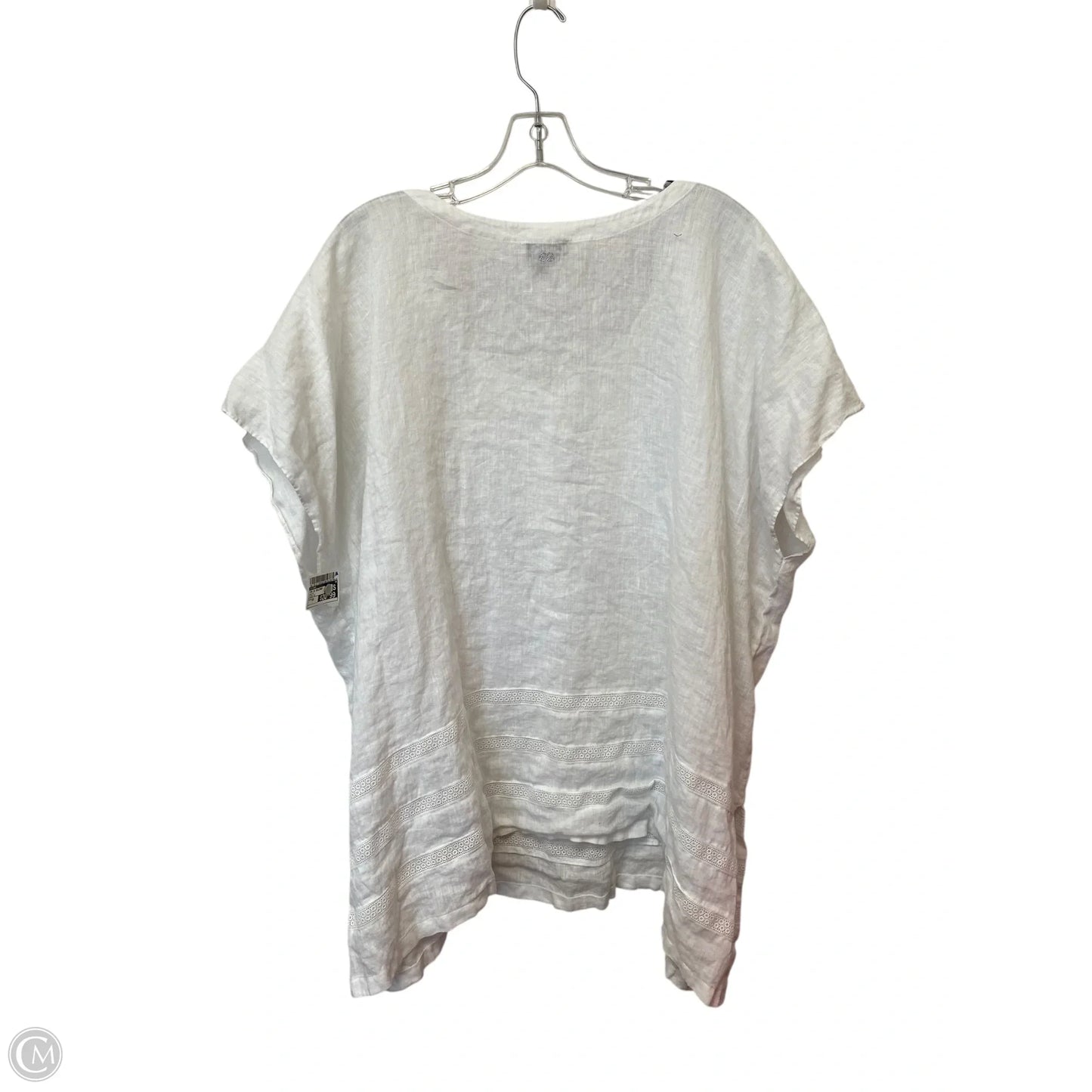 Top Short Sleeve Designer By Escada In White, Size: 3x