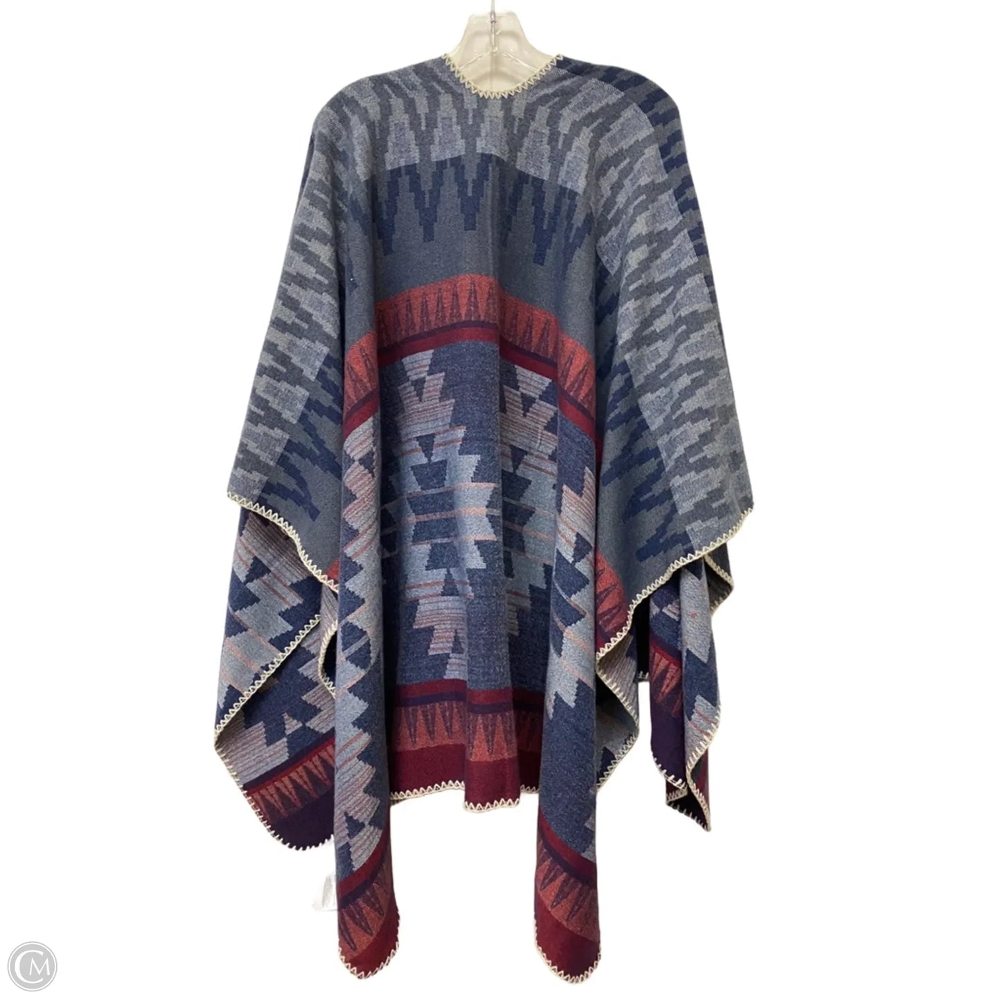 Poncho By Clothes Mentor In Blue, Size: Osfm