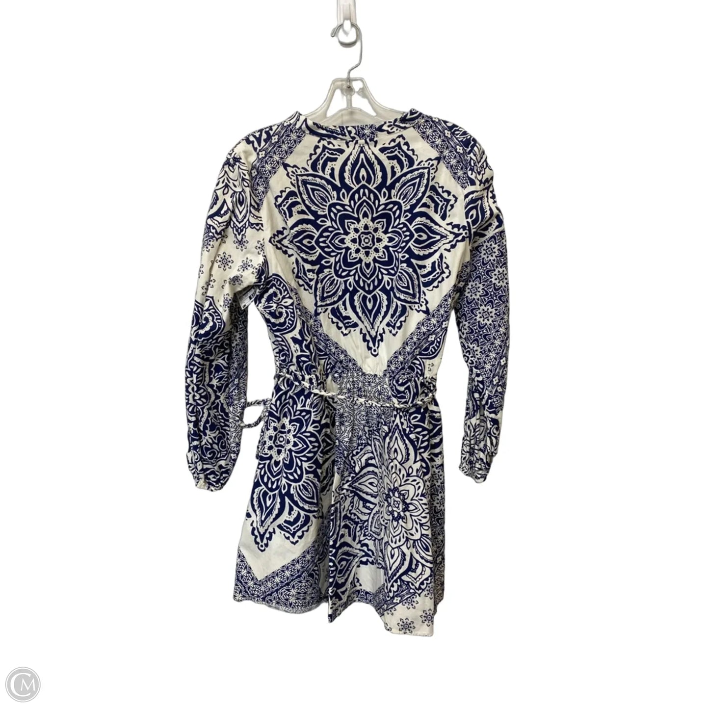 Dress Casual Midi By Zara In Blue & Cream, Size: L