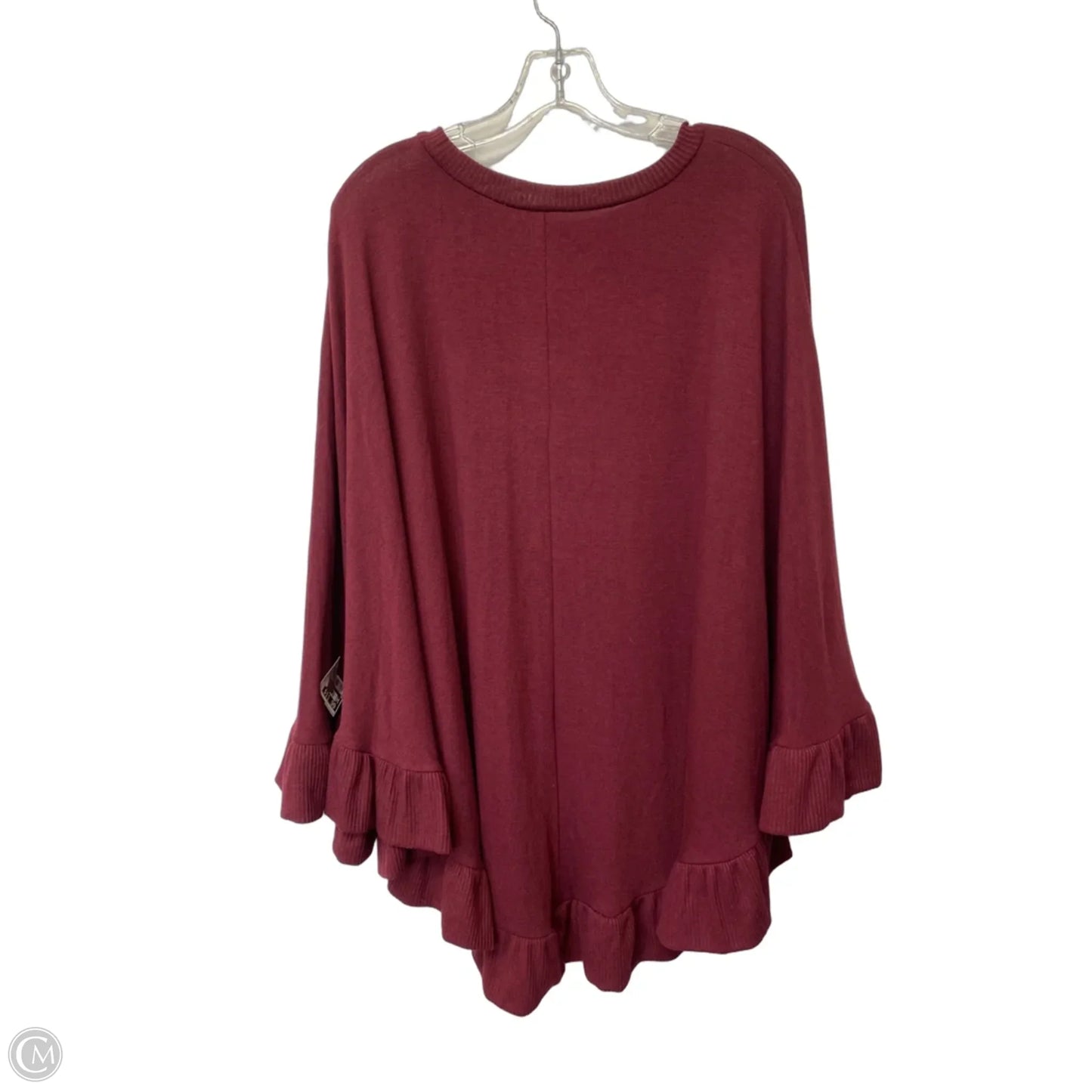 Poncho By Zenana Outfitters In Maroon, Size: M