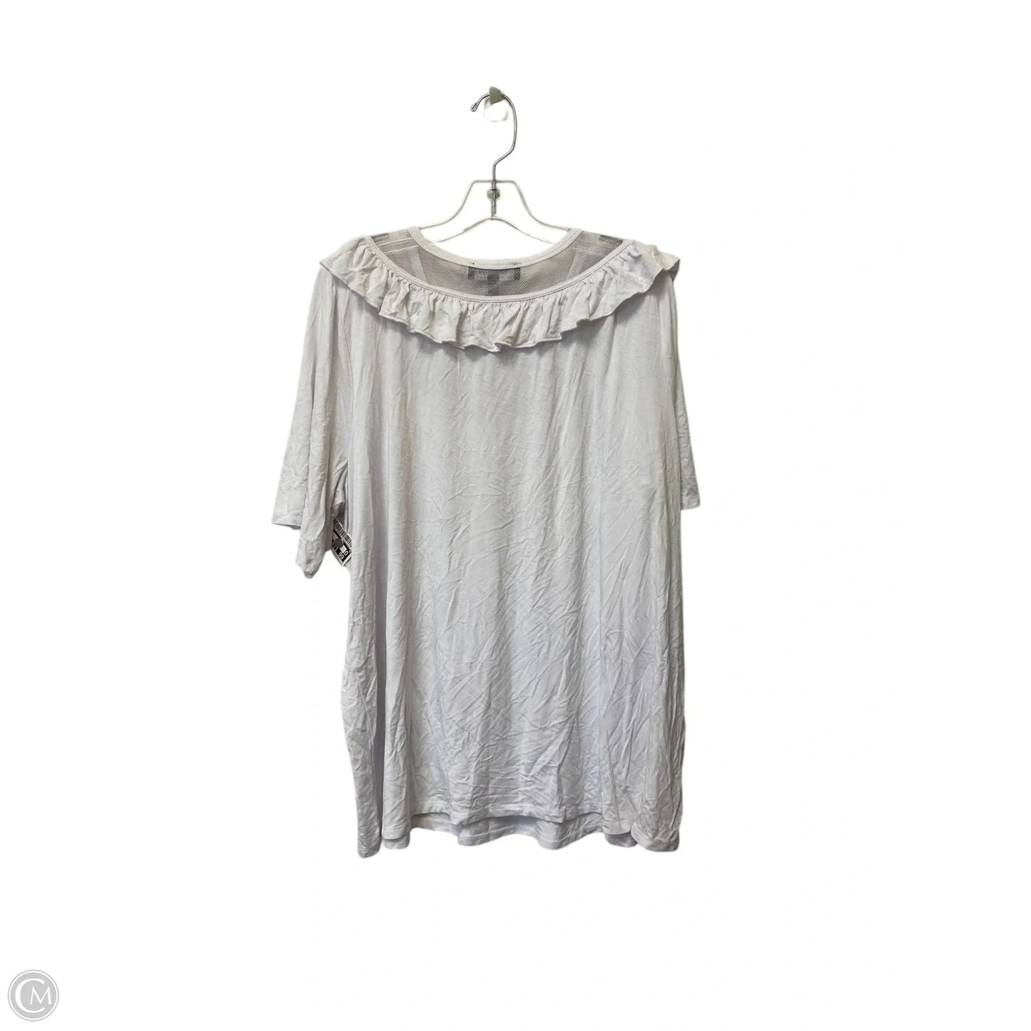 Top Short Sleeve By Eloquii In White, Size: 22