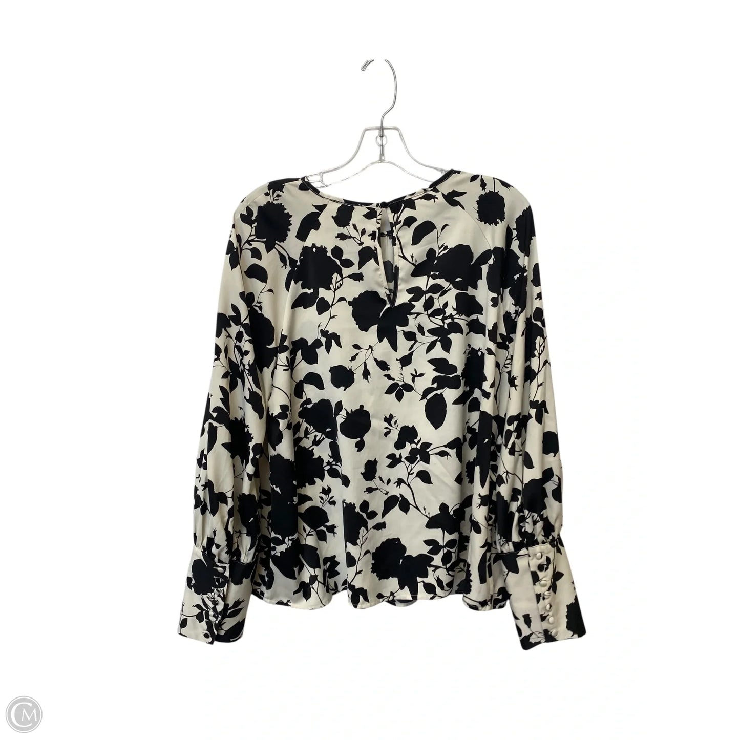 Top Long Sleeve By Who What Wear In Black & Cream, Size: Xxl