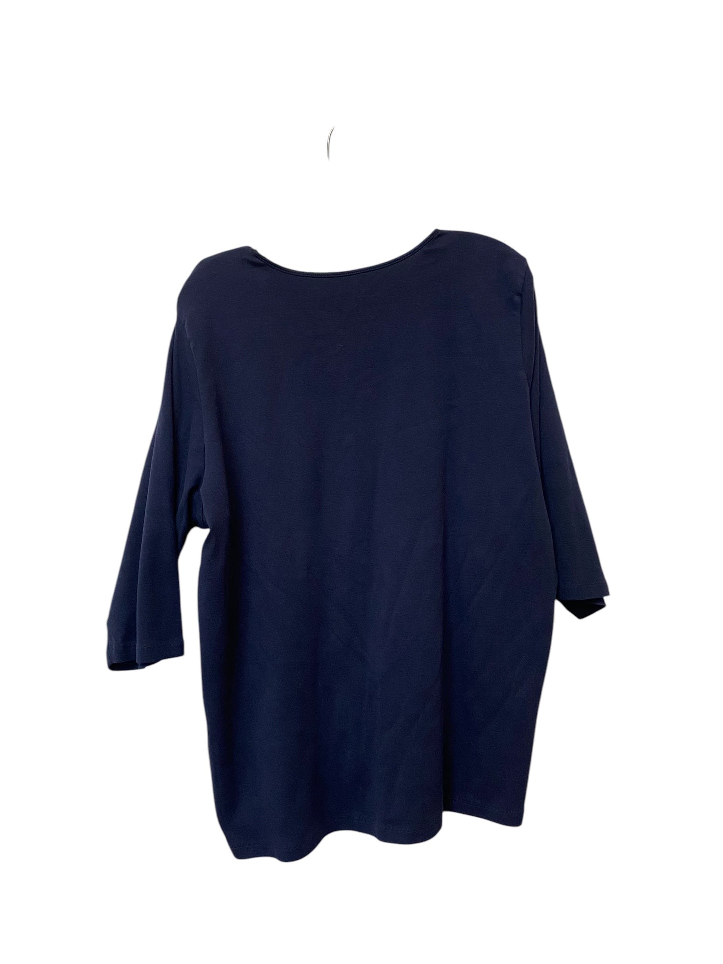 Top 3/4 Sleeve Basic By Cj Banks In Blue, Size: 3x