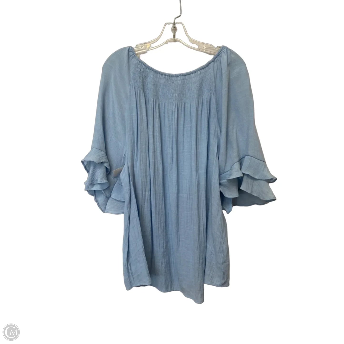 Top 3/4 Sleeve Basic By Cato In Blue, Size: 18