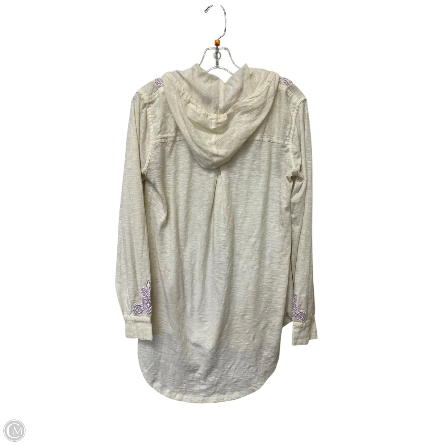 Top Long Sleeve By Free People In Cream & Purple, Size: Xs