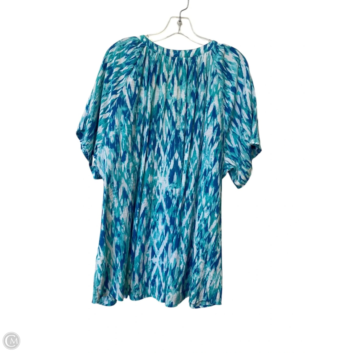 Top Short Sleeve By Kim Rogers In Aqua, Size: 2x