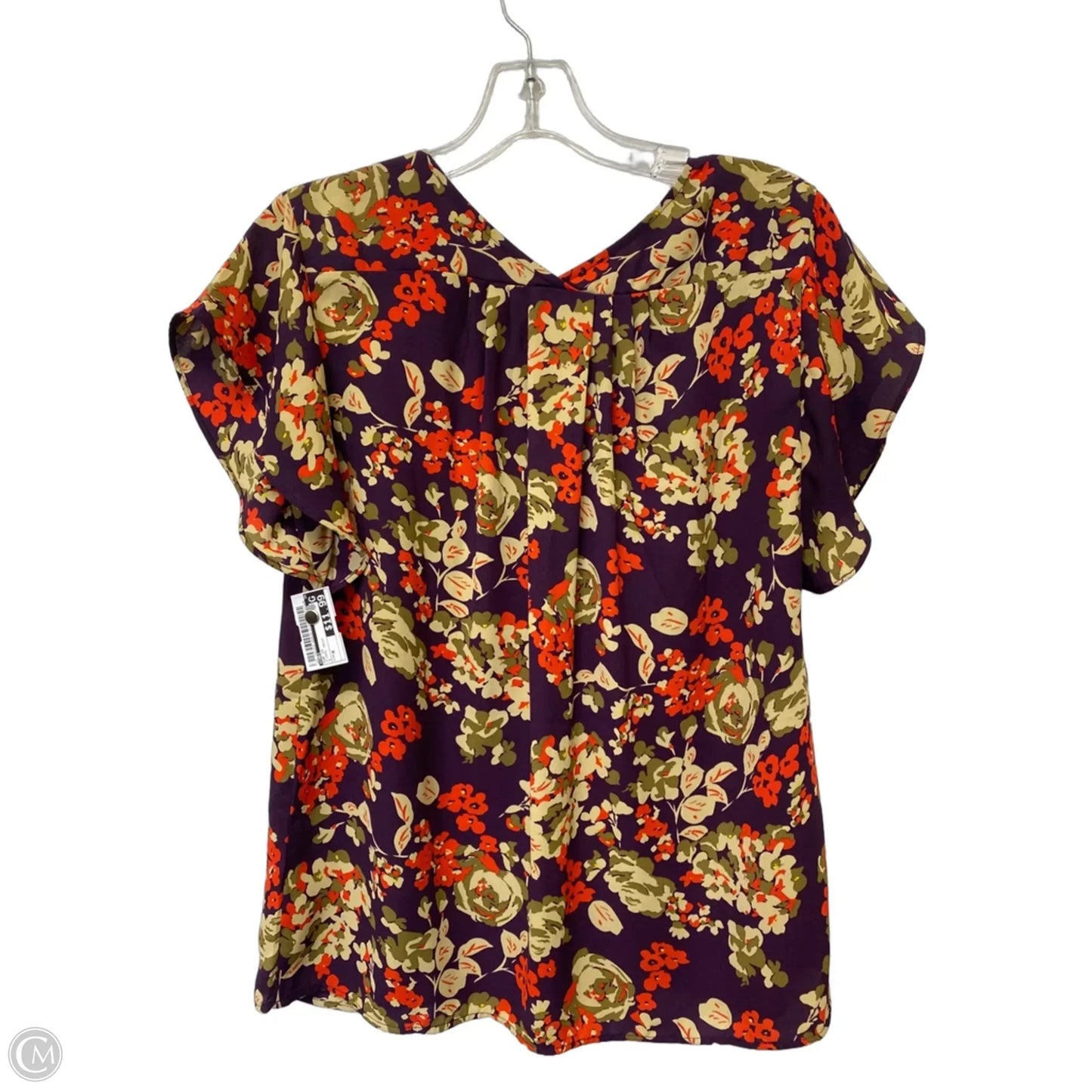 Top Short Sleeve By Cabi In Floral Print, Size: M
