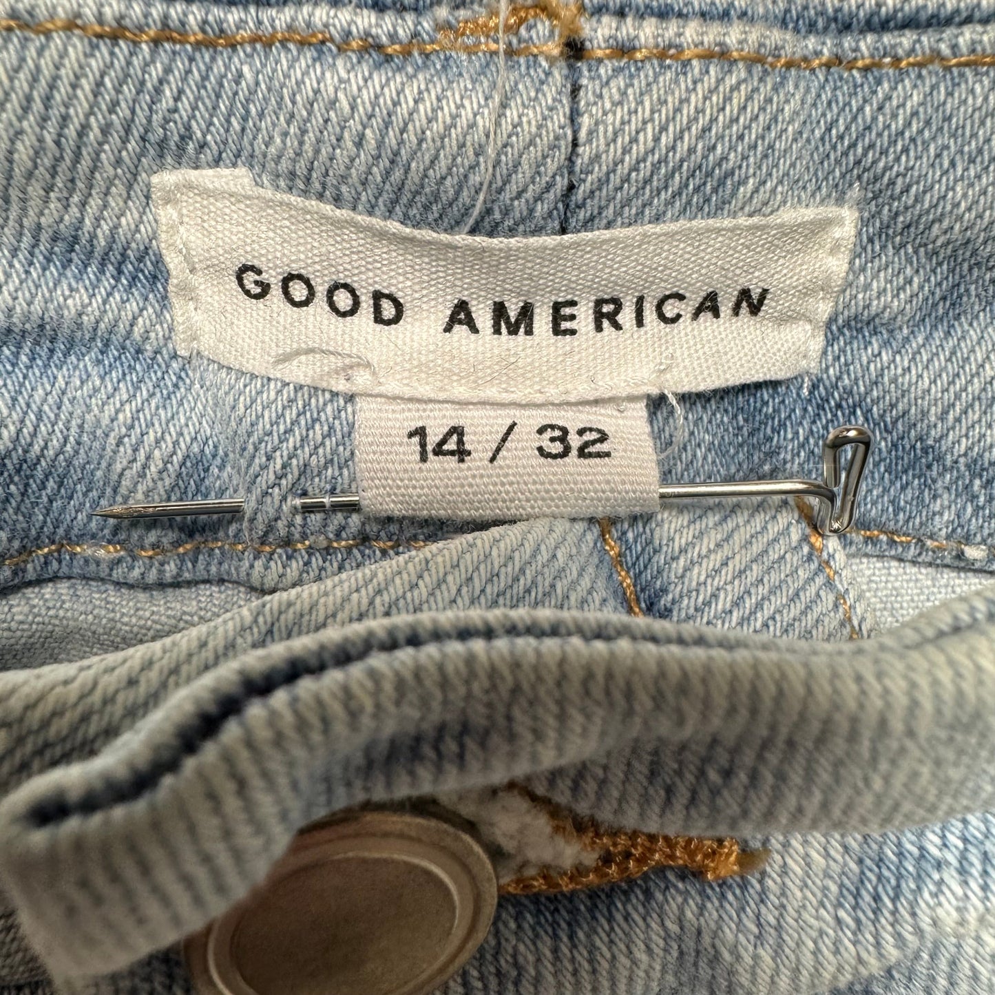 Jeans Straight By Good American In Blue Denim, Size: 14/32
