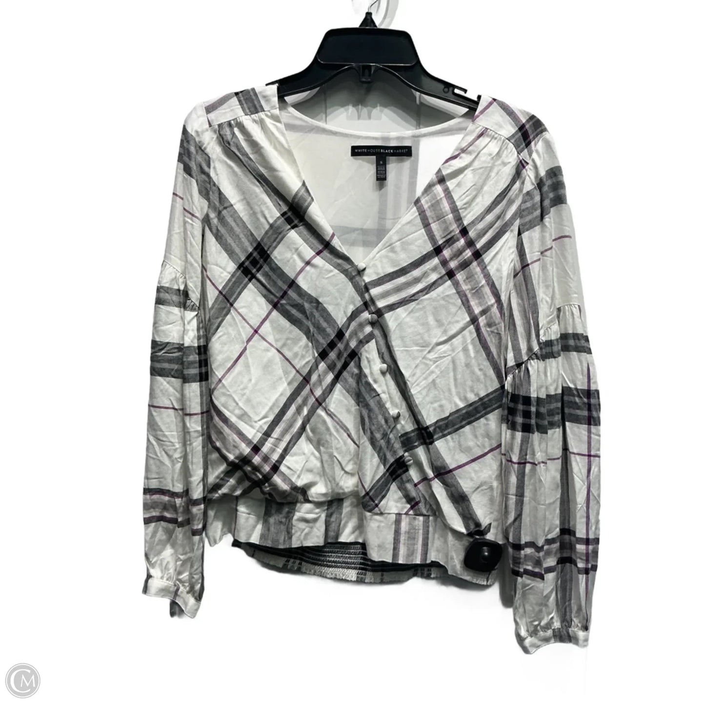 Top Long Sleeve By White House Black Market In Purple & White, Size: S