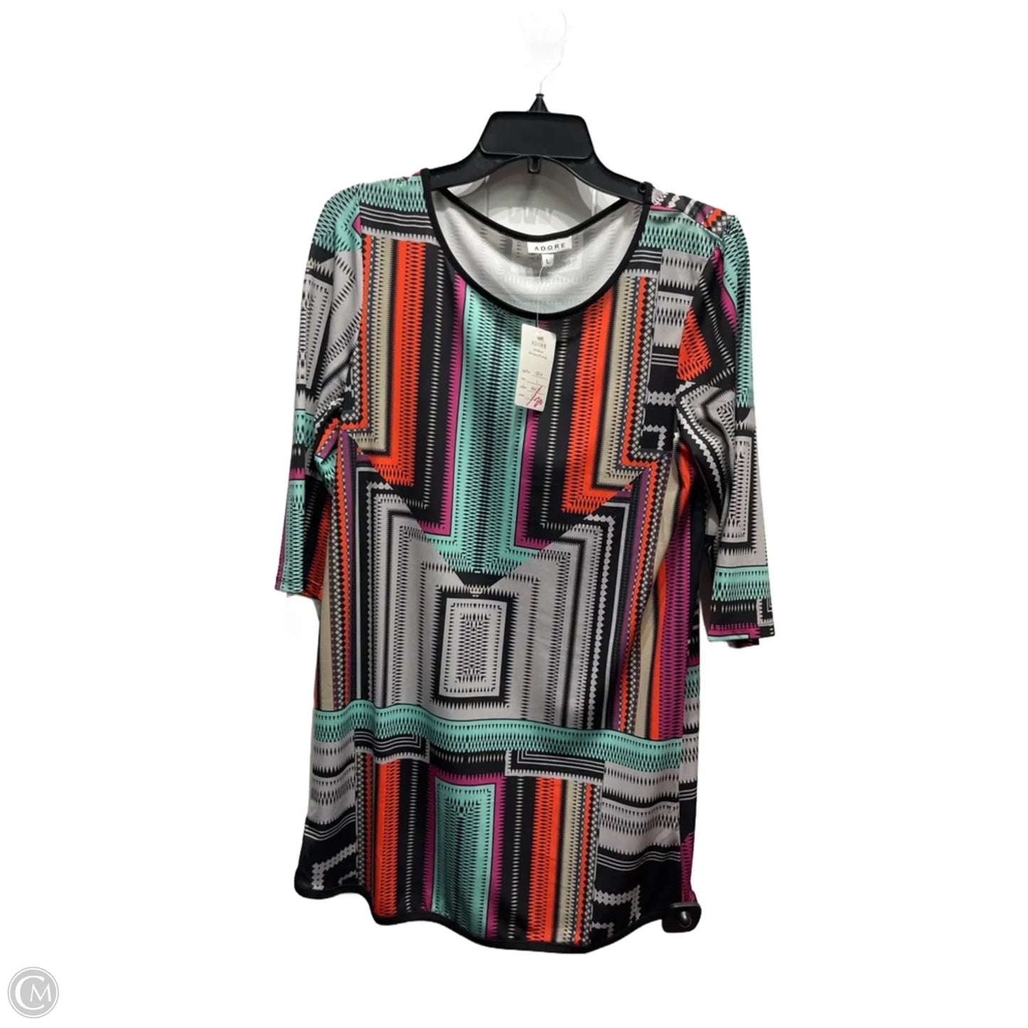 Tunic Long Sleeve By Adore In Black & Orange, Size: L