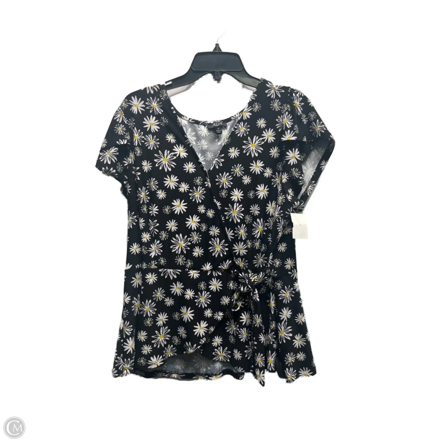 Top Short Sleeve By Auw In Black & Yellow, Size: 1x