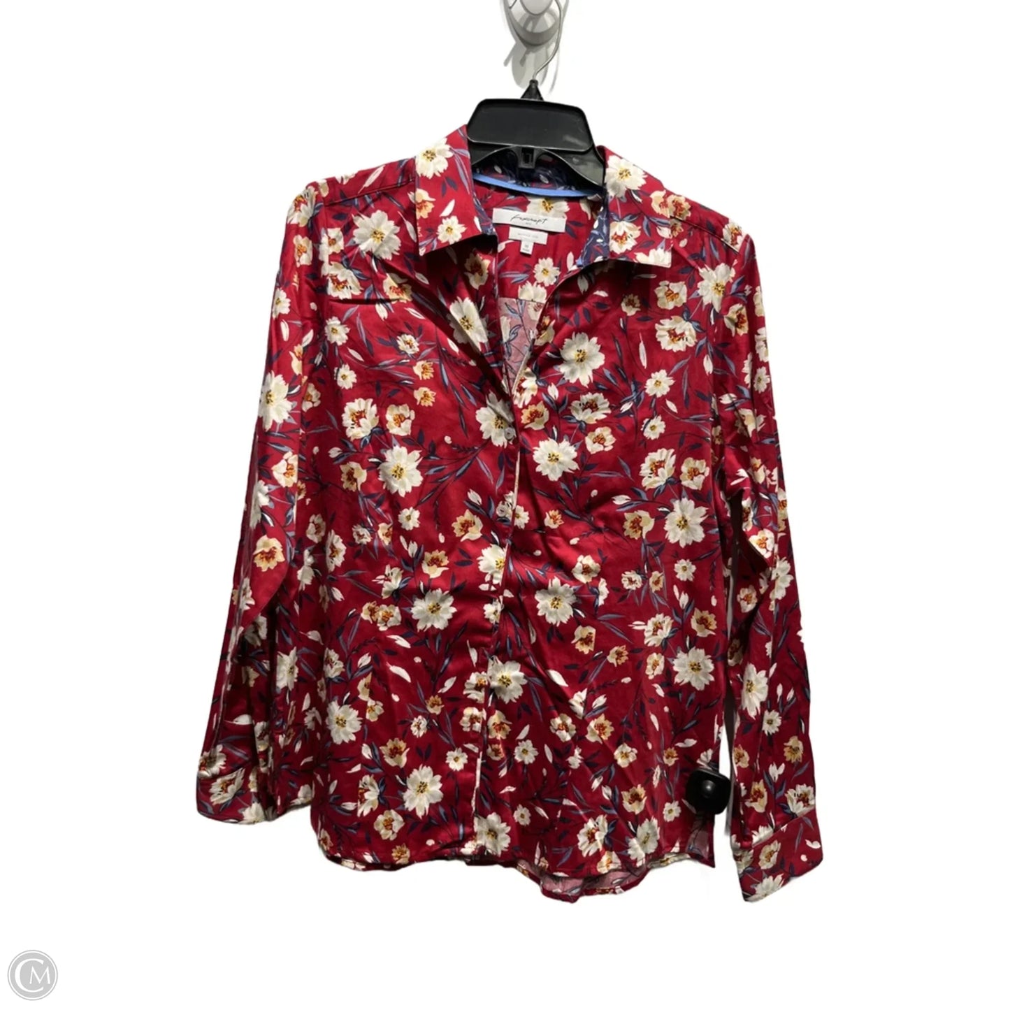 Top Long Sleeve By Foxcroft In Blue & Red, Size: 10
