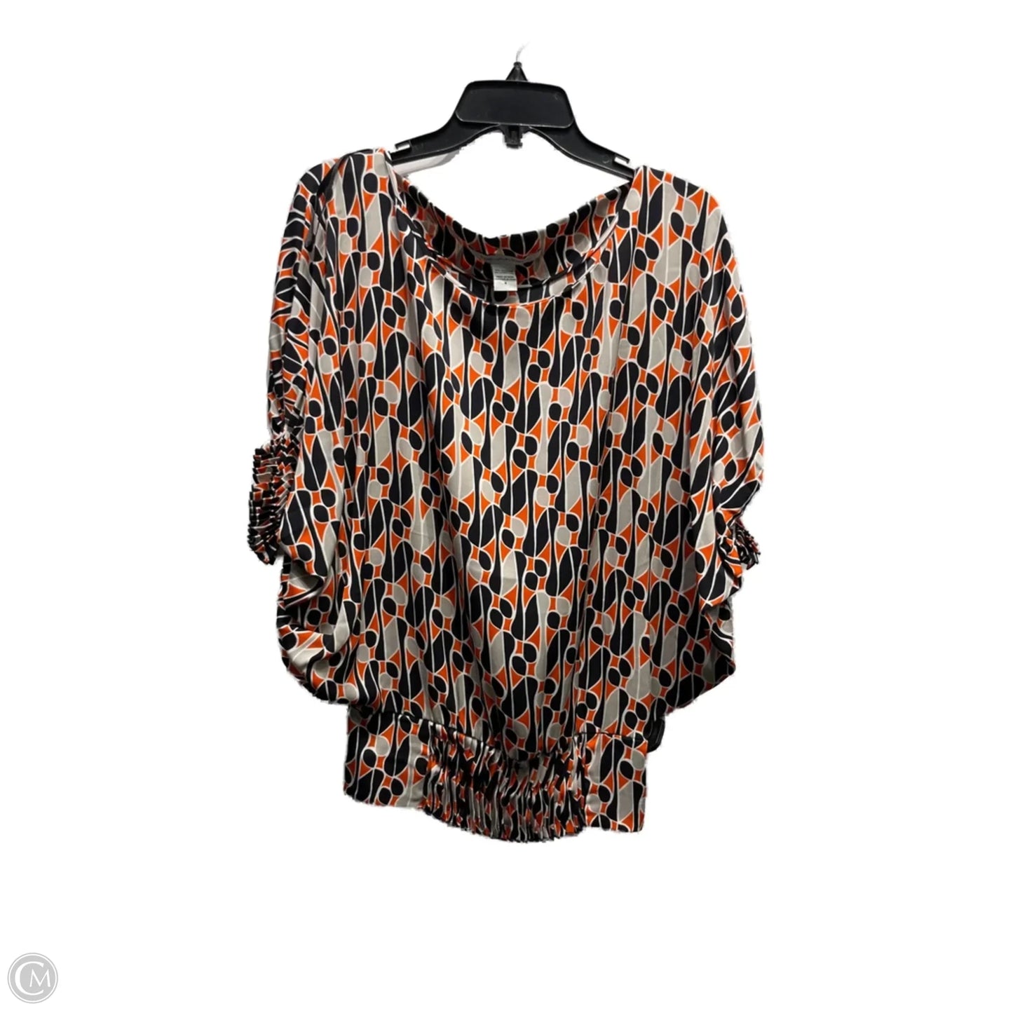 Blouse Designer By Diane Von Furstenberg In Black & Orange, Size: 4