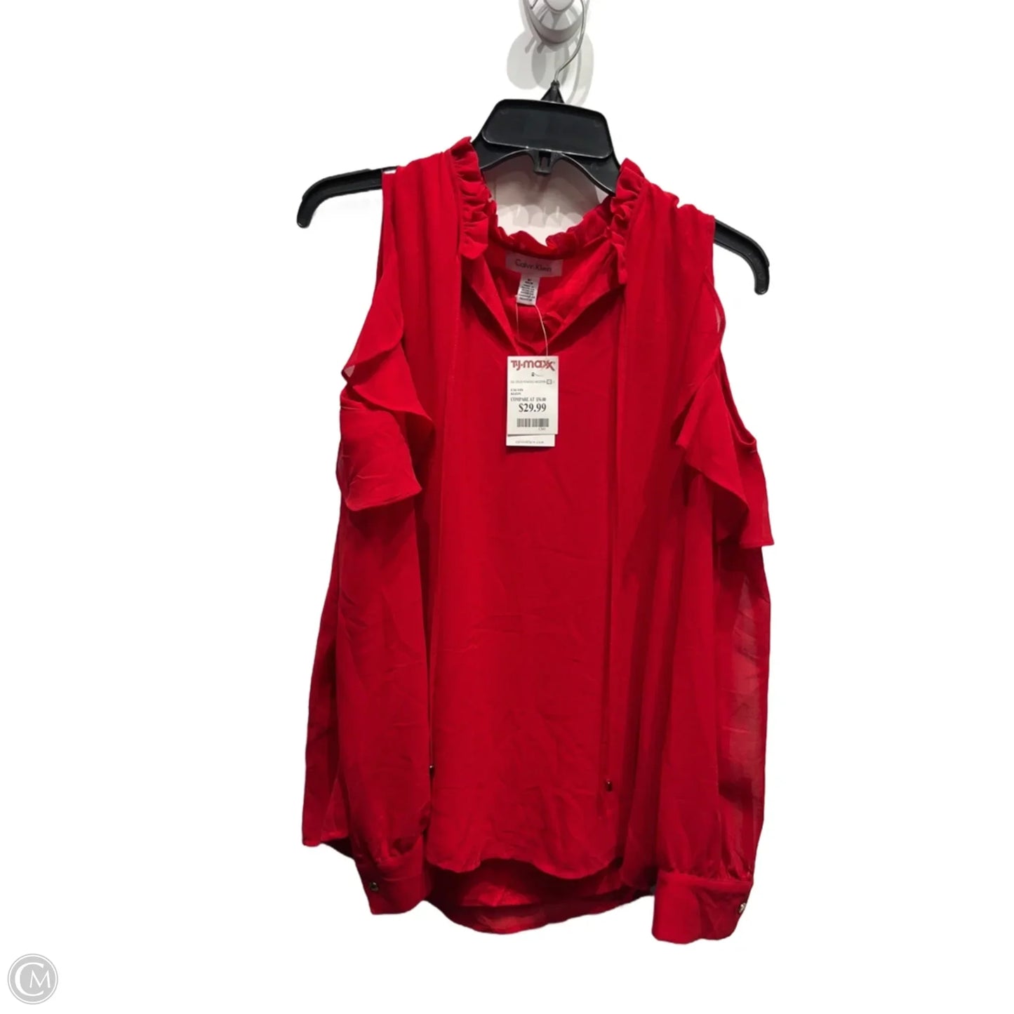 Top Long Sleeve By Calvin Klein In Red, Size: S