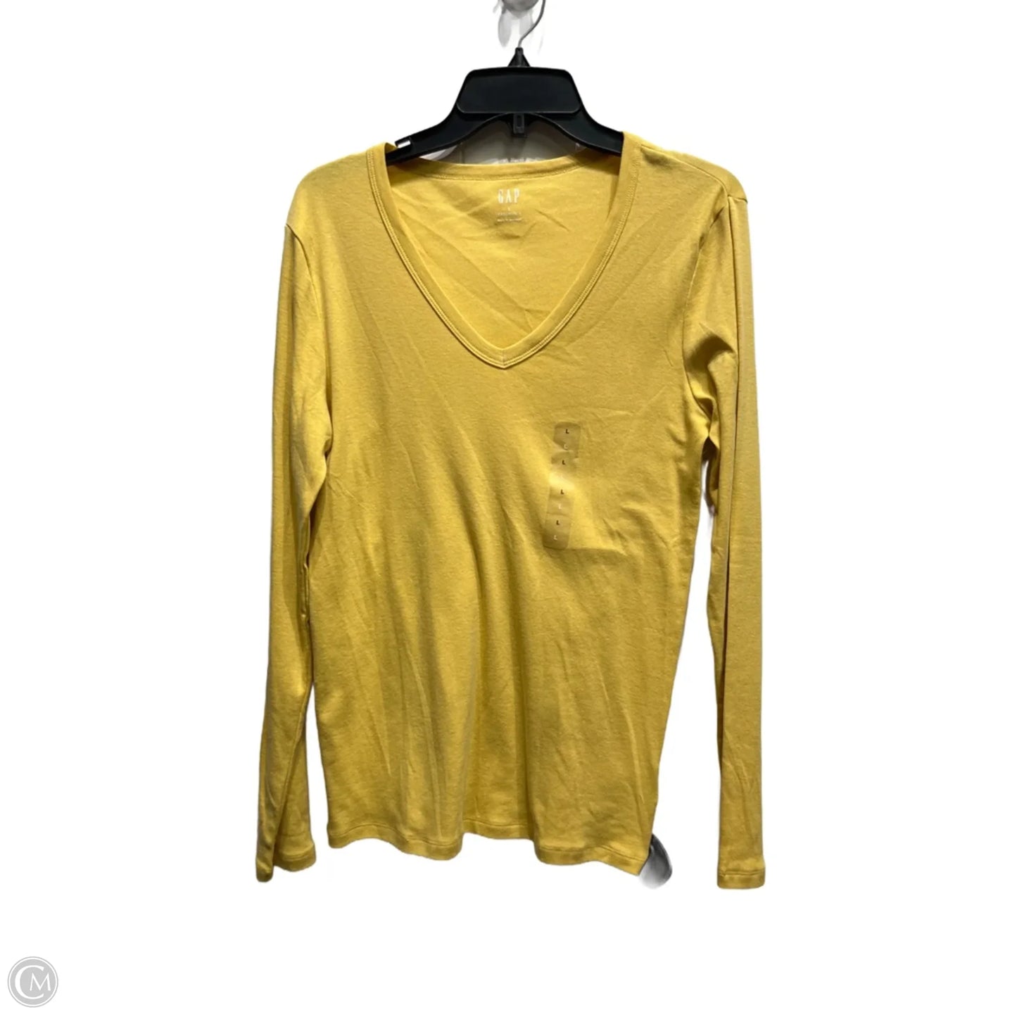 Top Long Sleeve Basic By Gap In Yellow, Size: L