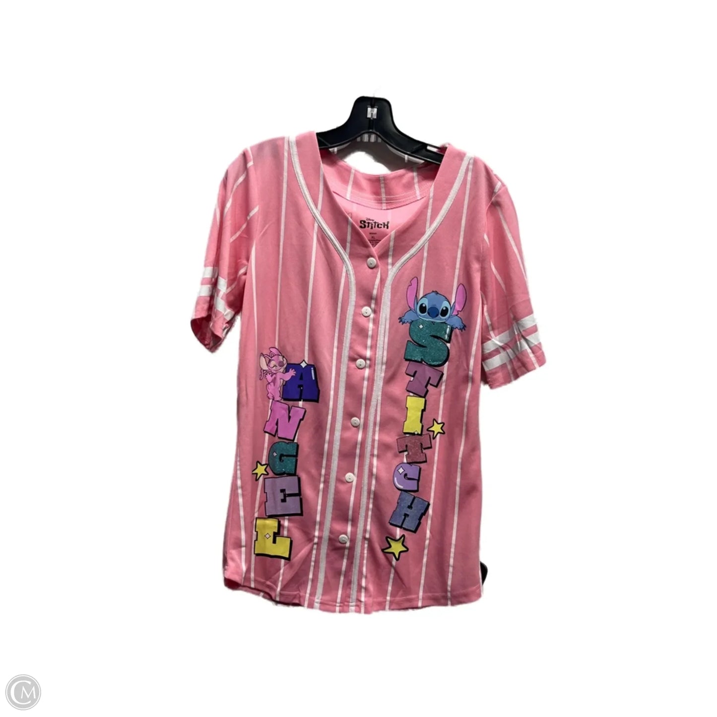 Top Short Sleeve By Disney Store In Pink & White, Size: Xl