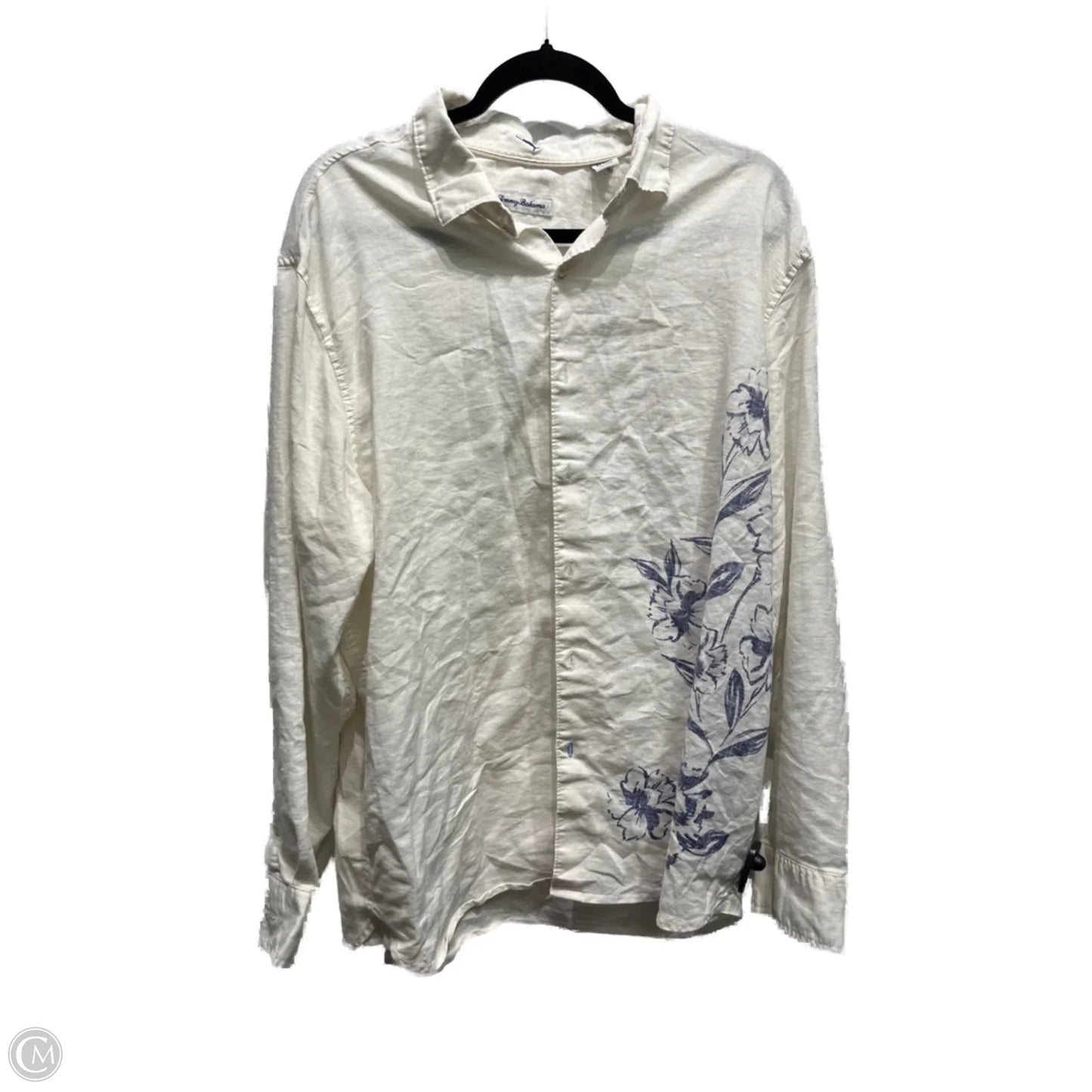 Top Long Sleeve By Tommy Bahama In Blue & White, Size: Xl