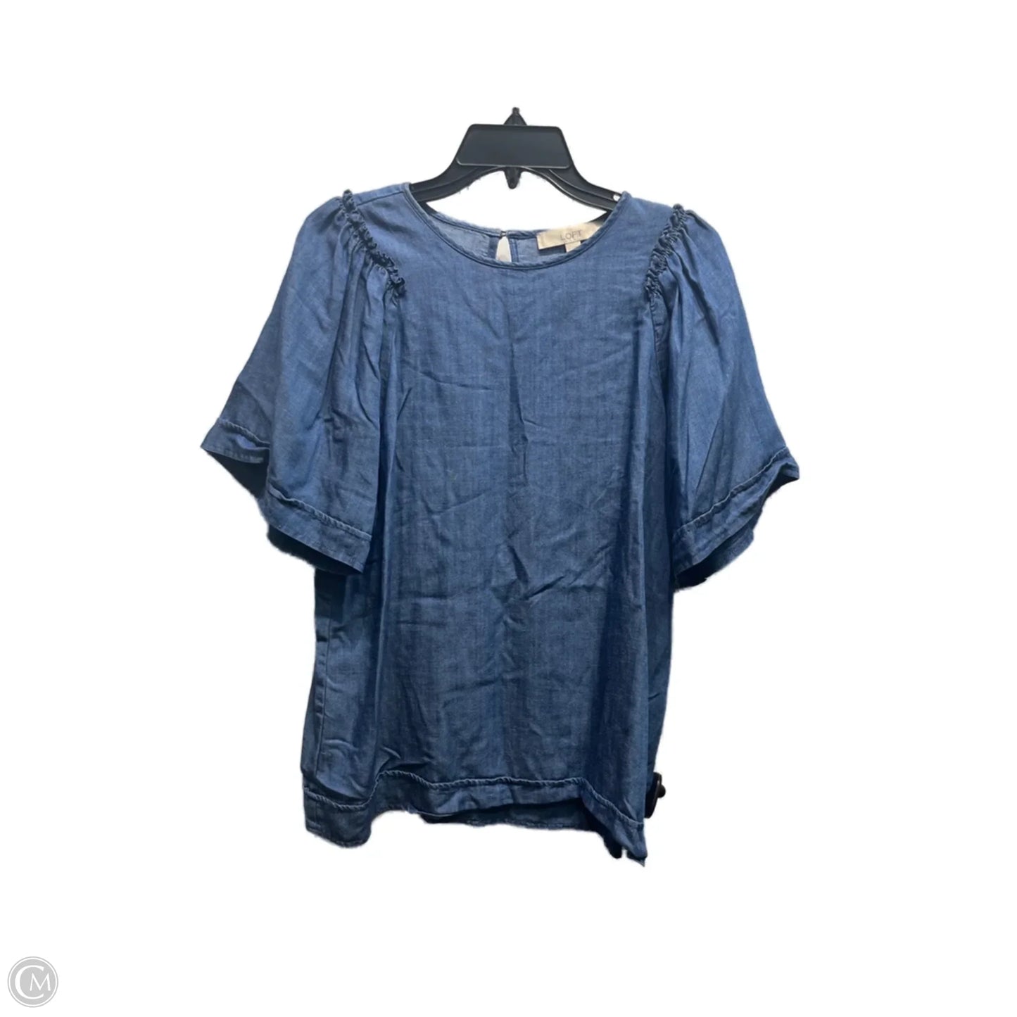 Top Short Sleeve By Loft In Blue Denim, Size: M