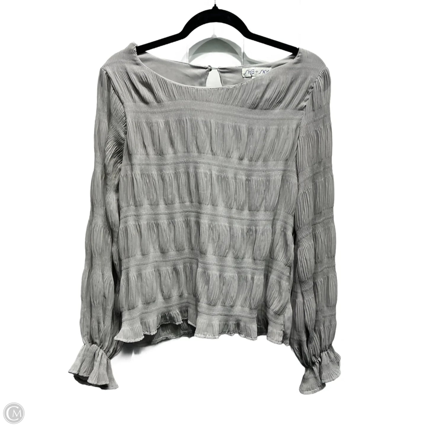 Blouse Long Sleeve By She + Sky In Grey, Size: S