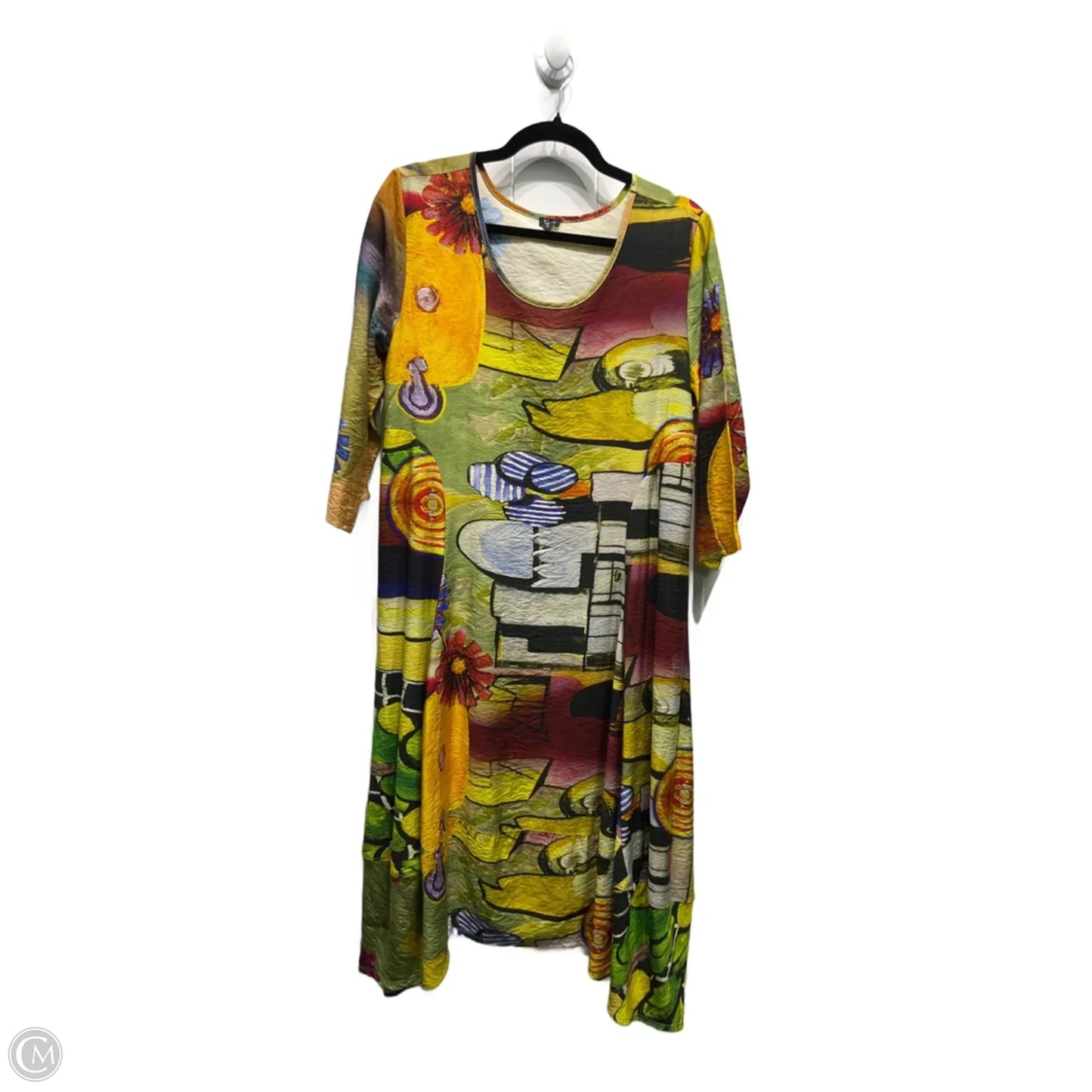 Dress Casual Midi By shana In Green & Yellow, Size: S