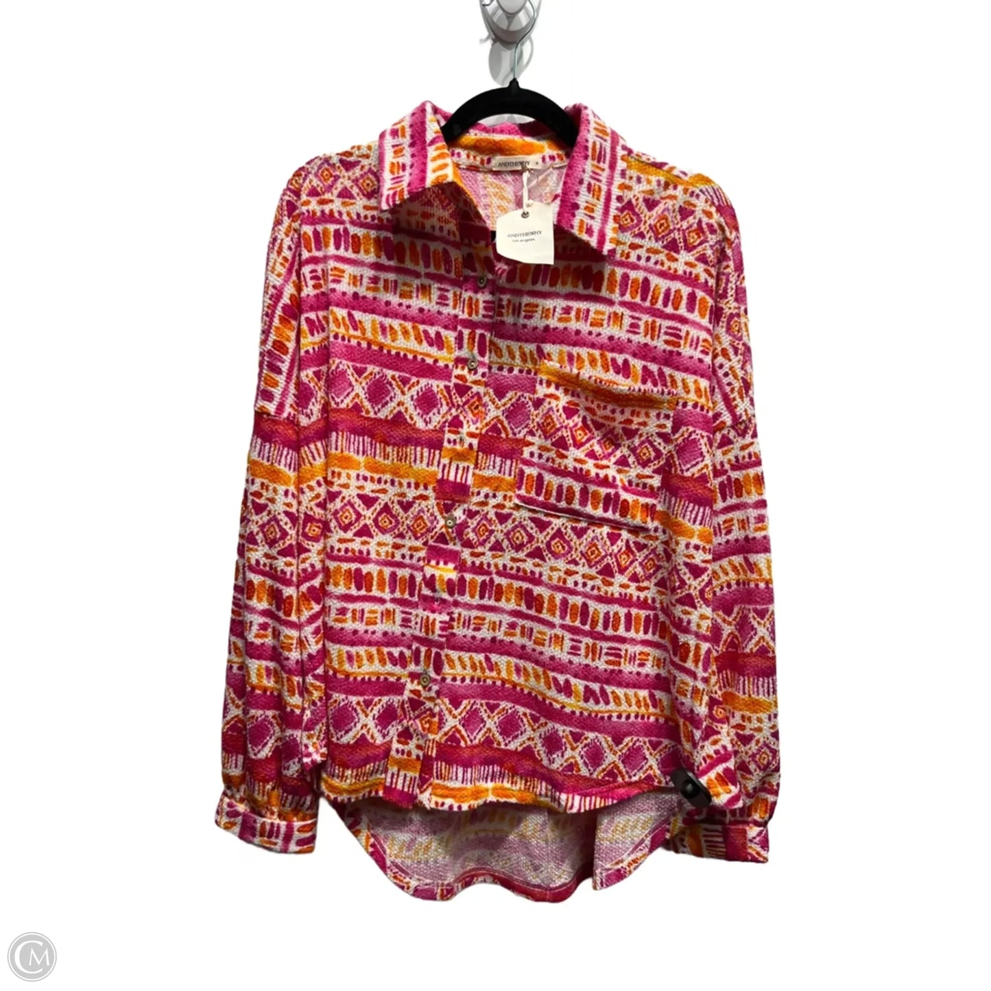 Top Long Sleeve By ANDTHEWHY In Orange & Pink, Size: M