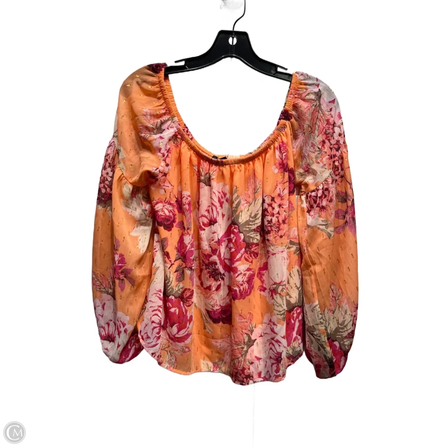 Blouse Long Sleeve By Express In Orange & Pink, Size: M