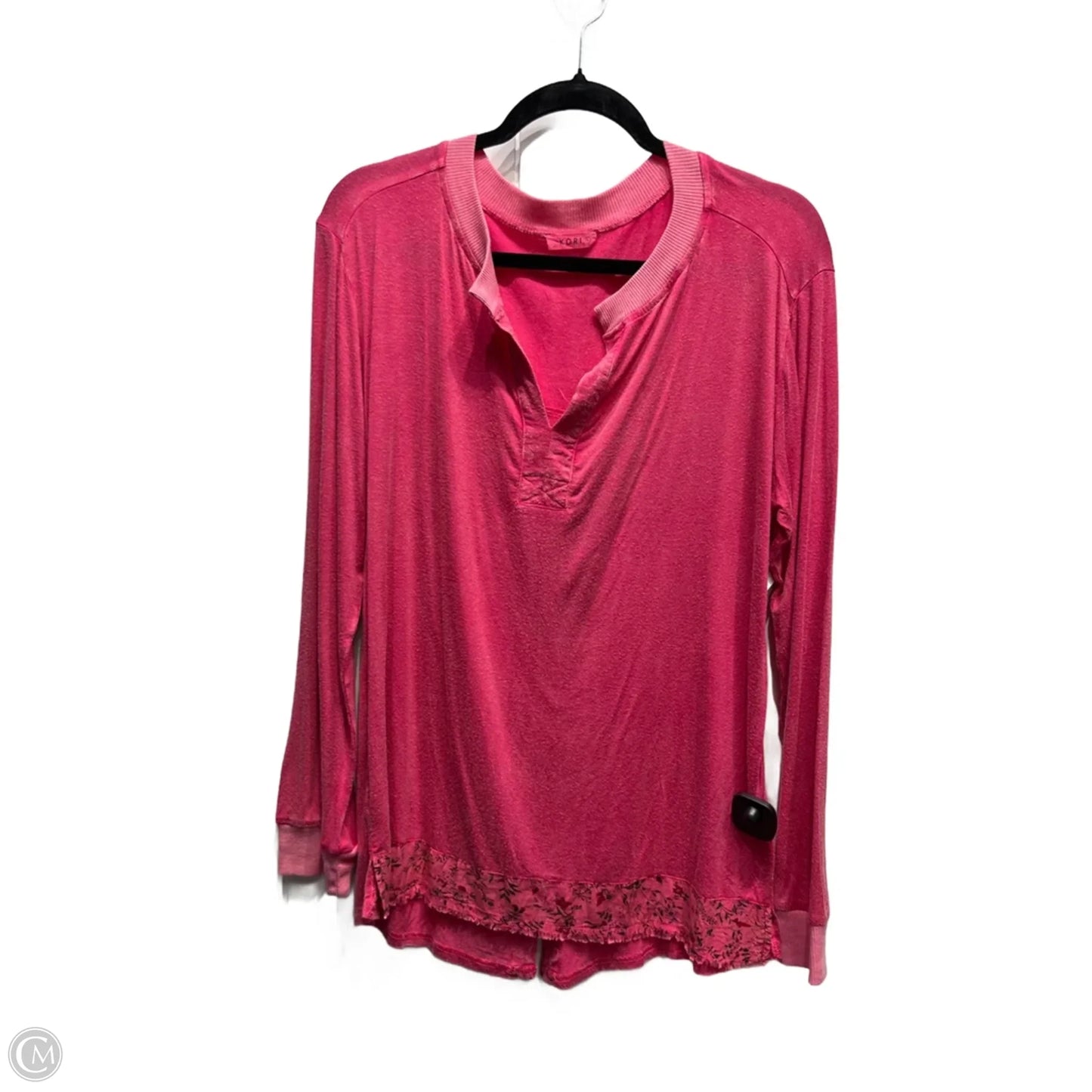 Top Long Sleeve By Kori America In Pink, Size: L