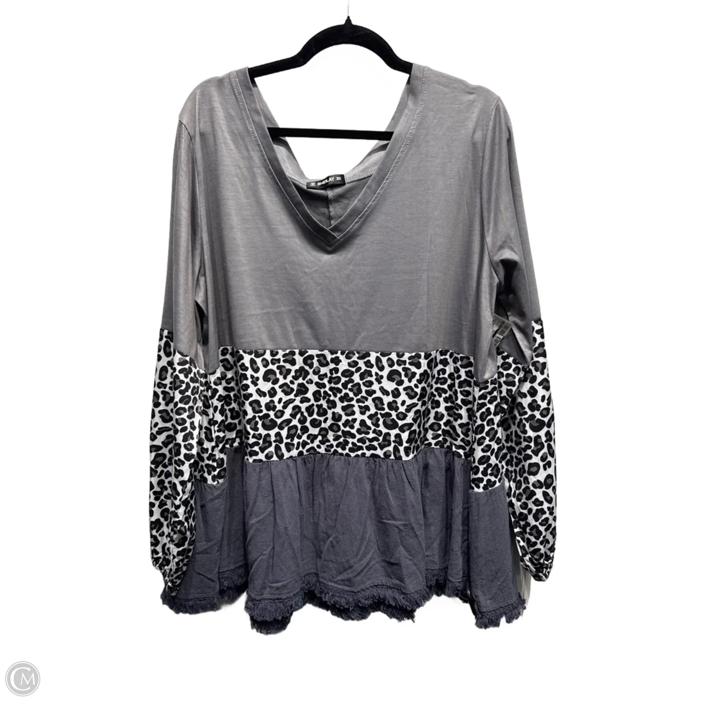 Top Long Sleeve By Sheilay In Black & Grey, Size: M