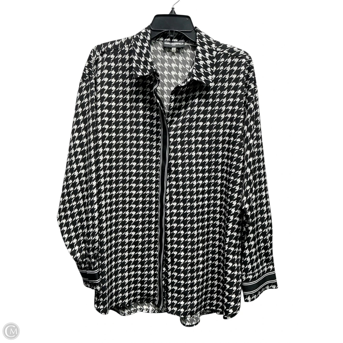 Blouse Designer By Karl Lagerfeld In Black & White, Size: L