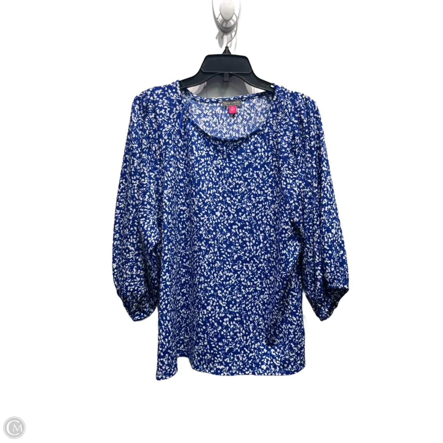 Top Long Sleeve By Vince Camuto In Blue & White, Size: Xl