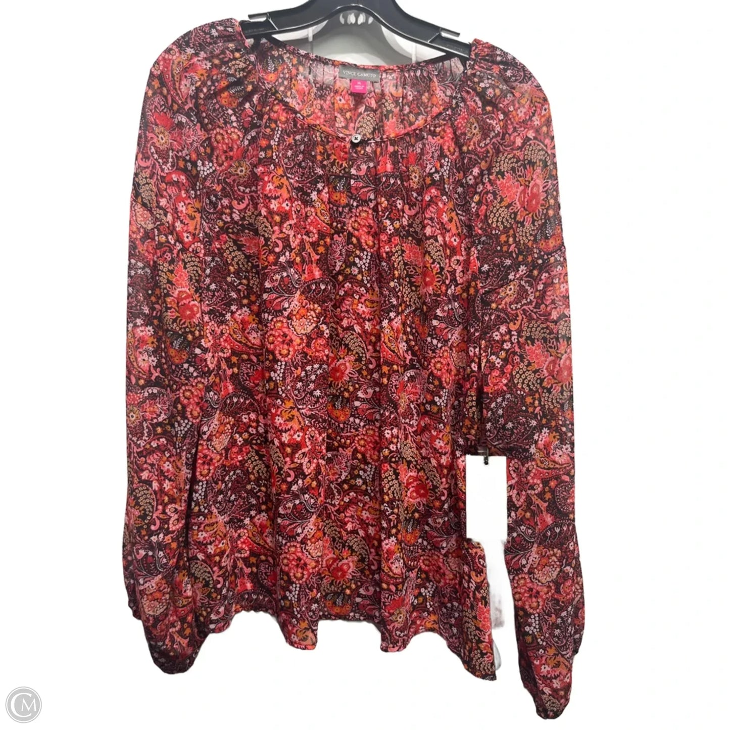 Top Long Sleeve By Vince Camuto In Black & Red, Size: Xl