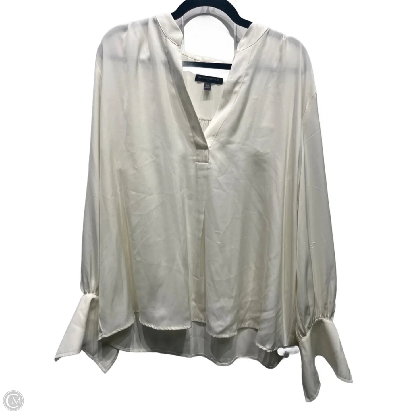 Blouse Long Sleeve By Banana Republic In White, Size: Xl