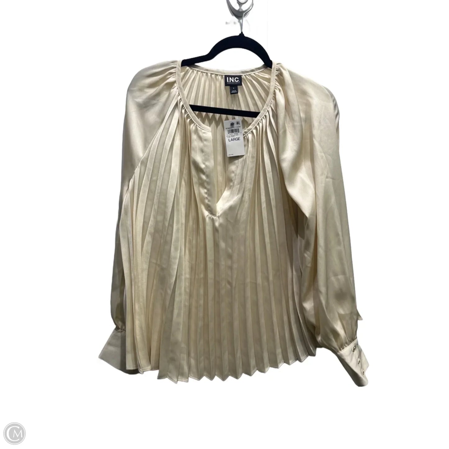 Blouse Long Sleeve By Inc In Gold, Size: L