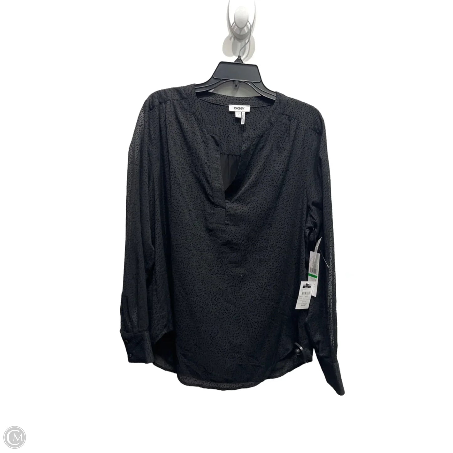 Top Long Sleeve By Dkny In Black, Size: L