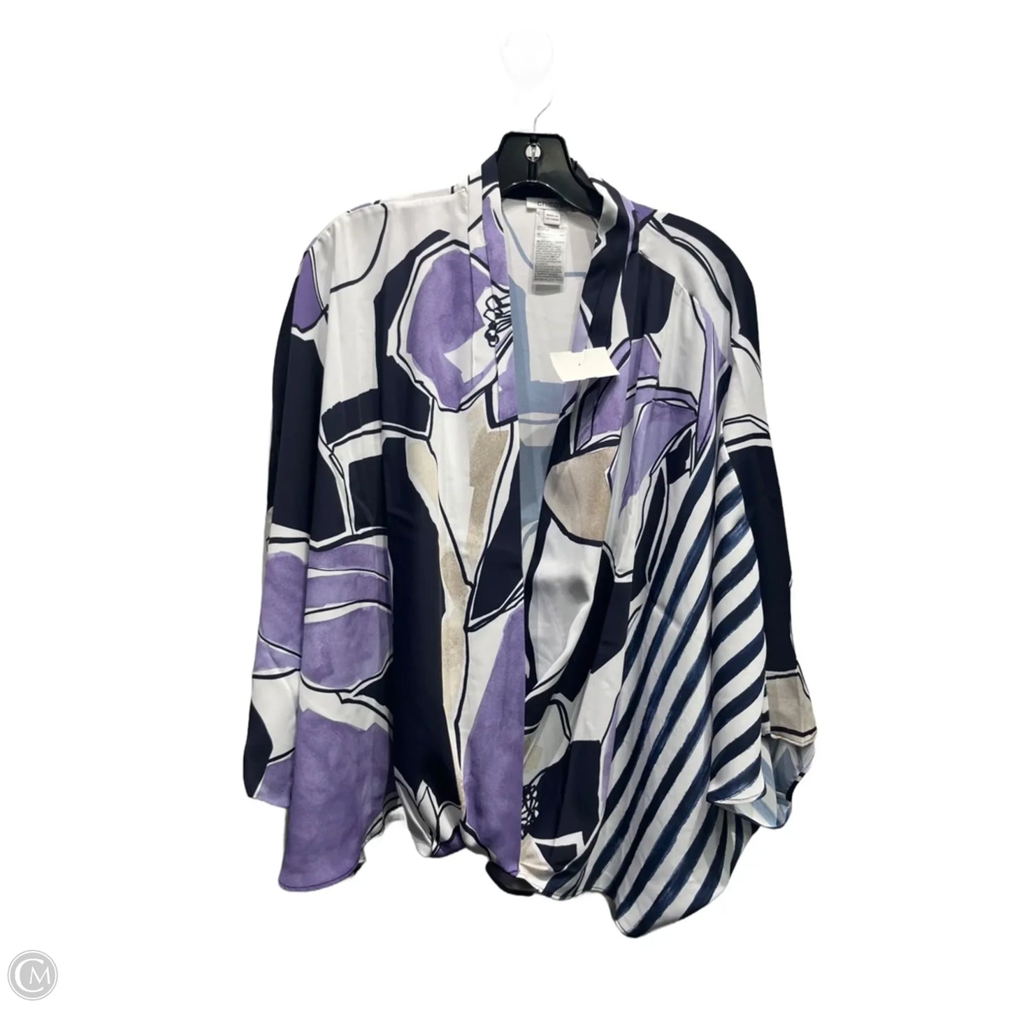 Blouse Short Sleeve By Chicos In Blue & Purple, Size: L