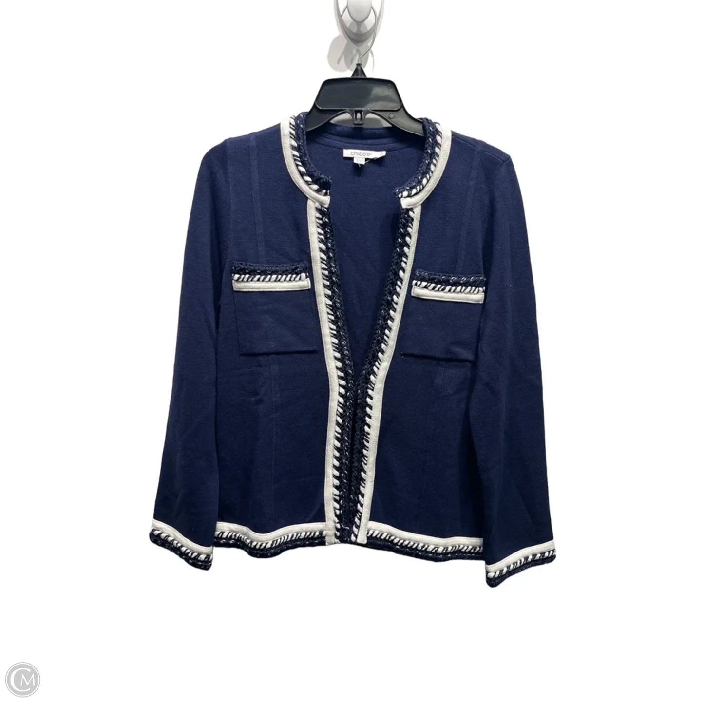 Blazer By Chicos In Blue & White, Size: S