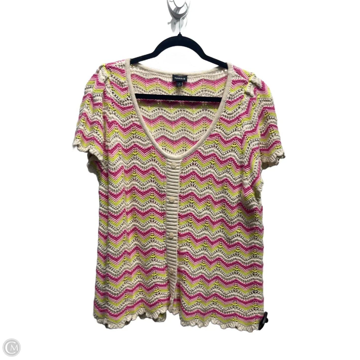 Top Short Sleeve By Torrid In Pink & Yellow, Size: 16