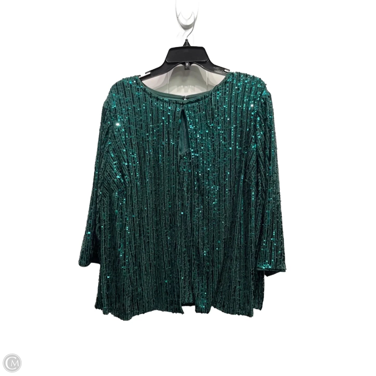 Blouse Long Sleeve By Alex Evenings In Green, Size: 1x